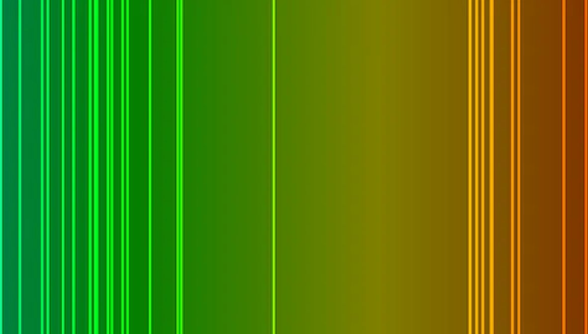   Illustration of vertical green, yellow and orange light beams.